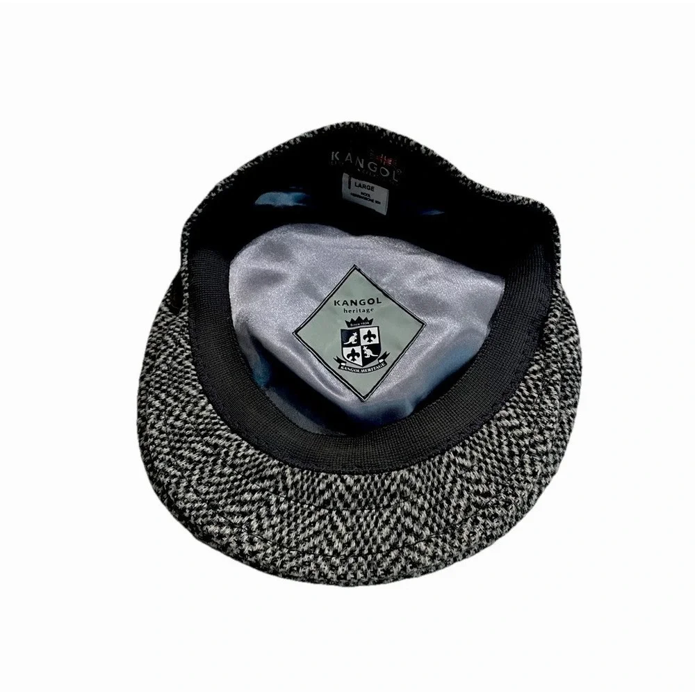 Kangol Heritage Gray Wool Herringbone Beret Newsboy Hat‎ Size Large